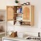 Natural MDF Engineered Wood Bathroom Wall Cabinet with Rattan Doors and Shelf